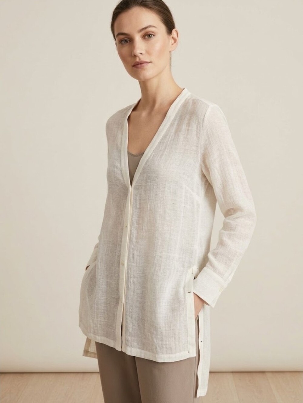 Helmut Lang Crepe Semi Sheer Summer Top